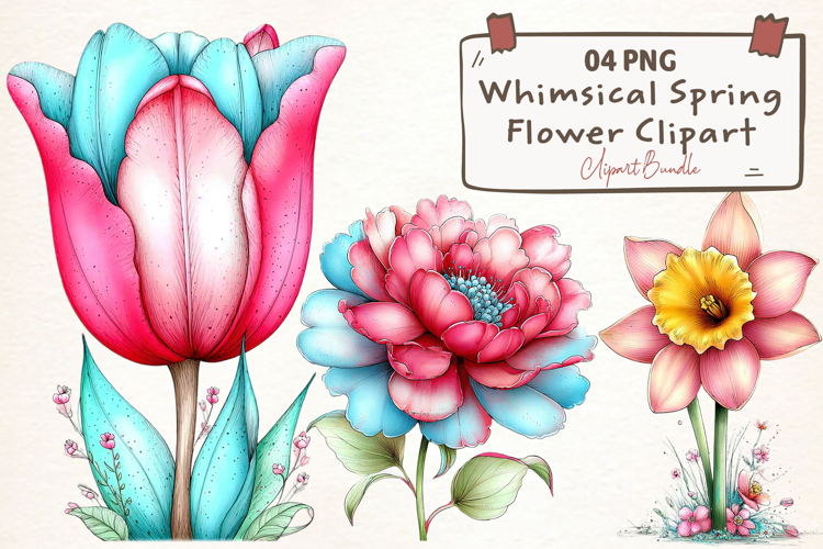 Whimsical Spring Flower Clipart