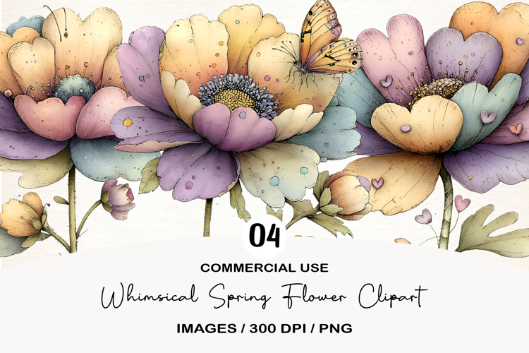 Whimsical Spring Flower Clipart