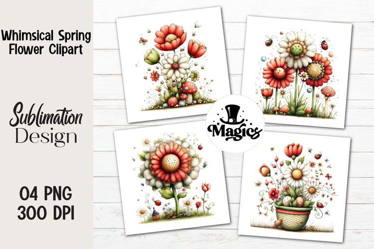Whimsical Spring Flower Clipart