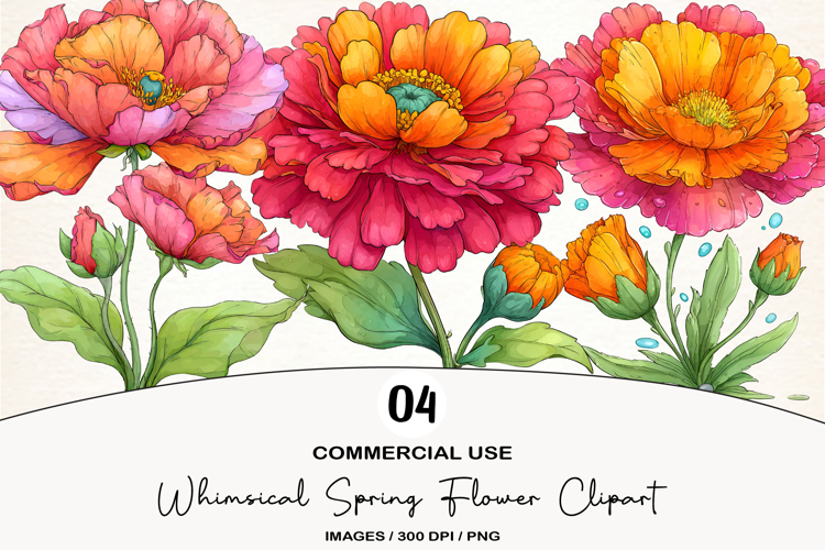 Whimsical Spring Flower Clipart