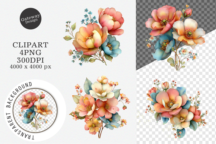 Whimsical Spring Flowers Clipart example image 1