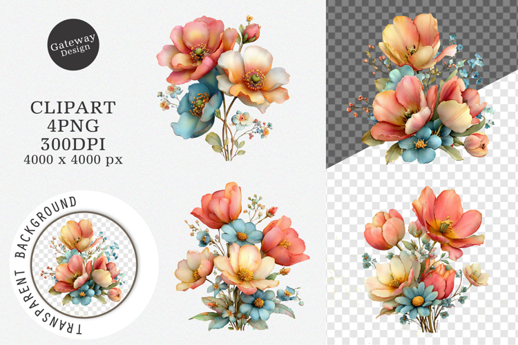 Whimsical Spring Flowers Clipart example image 1