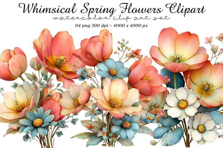 Whimsical Spring Flowers Clipart