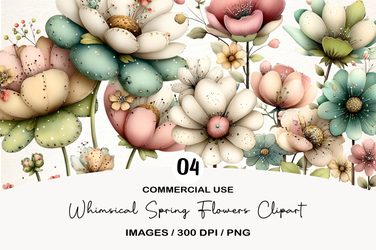 Whimsical Spring Flowers Clipart