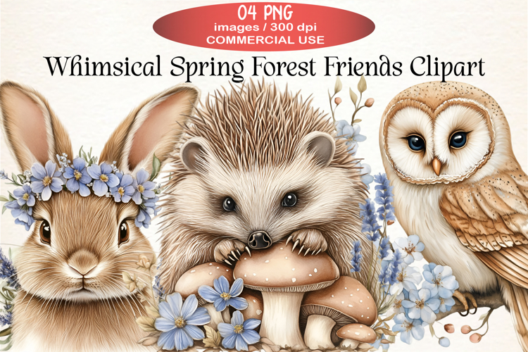 Whimsical Spring Forest Friends Clipart