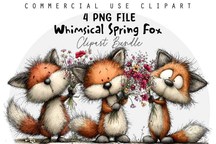Whimsical Spring Fox Clipart