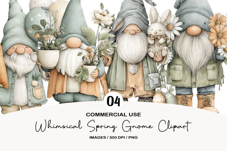 Whimsical Spring Gnome Clipart