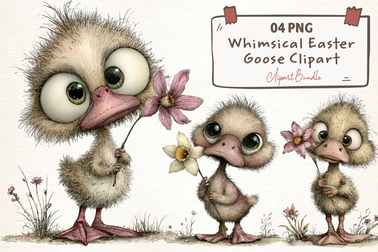 Whimsical Spring Goose Clipart