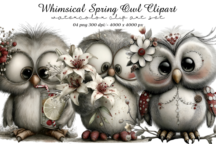 Whimsical Spring Owl Clipart
