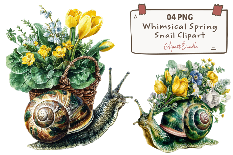 Whimsical Spring Snail Clipart