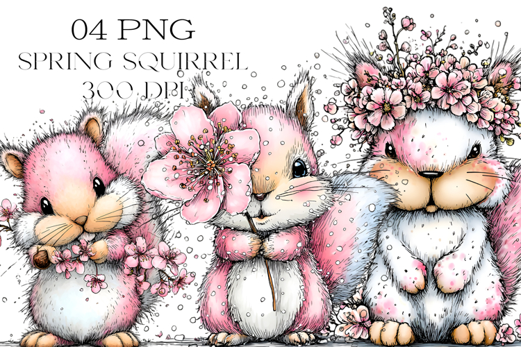 Whimsical Spring Squirrel Clipart