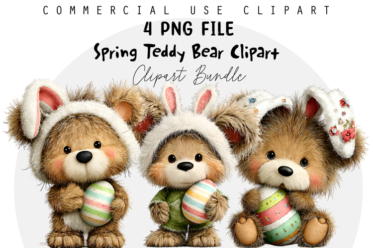Whimsical Spring Teddy Bear Clipart