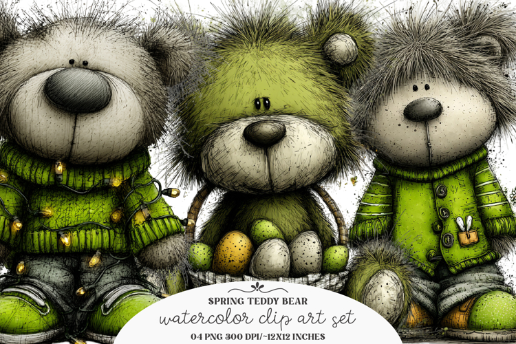 Whimsical spring teddy bear clipart - Spring teddy bear Png