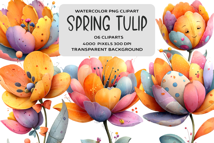 Whimsical Spring Tulip Clipart