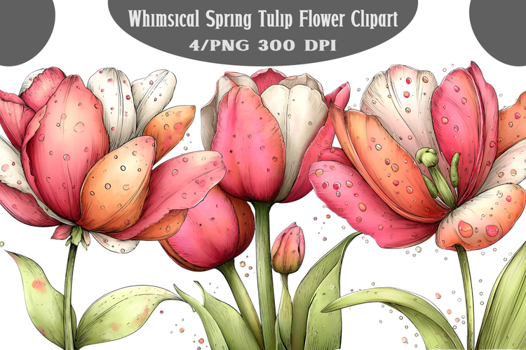 Whimsical Spring Tulip Flower Clipart