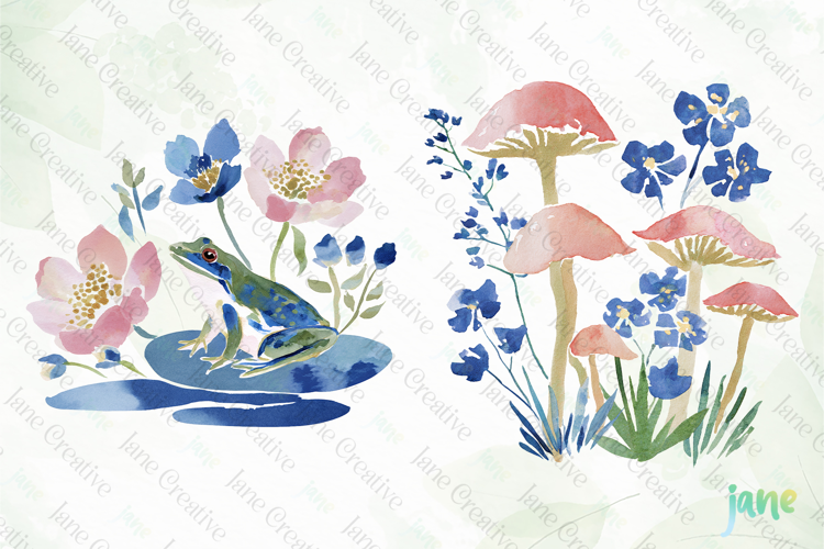Whimsical Spring Watercolor Cliparts