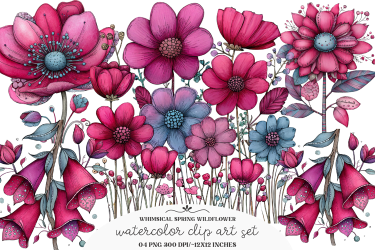 Whimsical spring wildflower clipart - spring wildflower Png