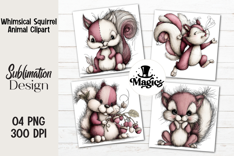 Whimsical Squirrel Animal Clipart