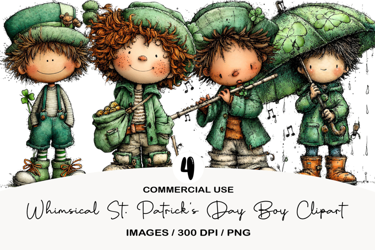 Whimsical St. Patrick’s Day Boy Clipart