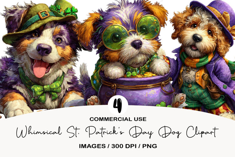 Whimsical St. Patrick’s Day Dog Clipart