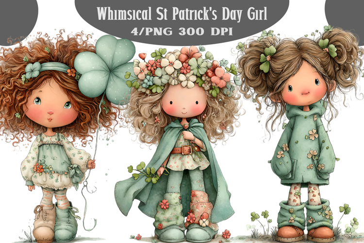 Whimsical St Patricks Day Cat Clipart