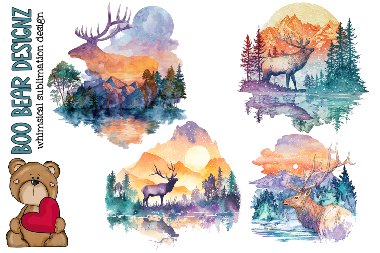 Watercolor Elk Clipart