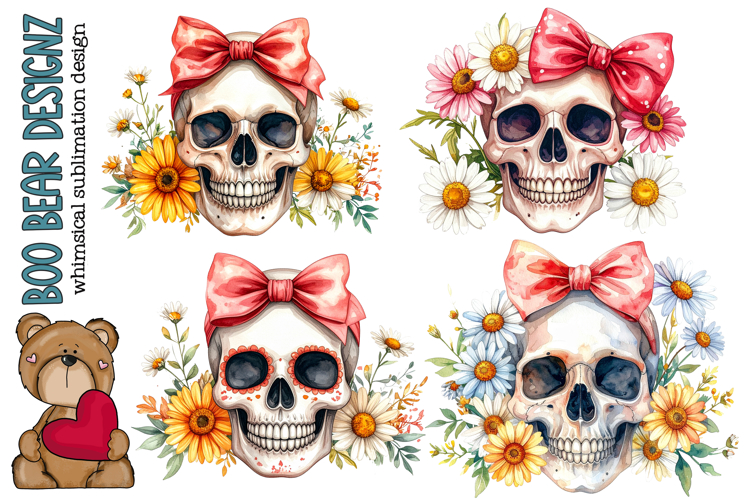 Watercolor Skull Clipart