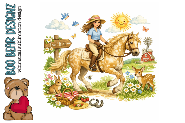 Cowgirl Trail Riding Clipart