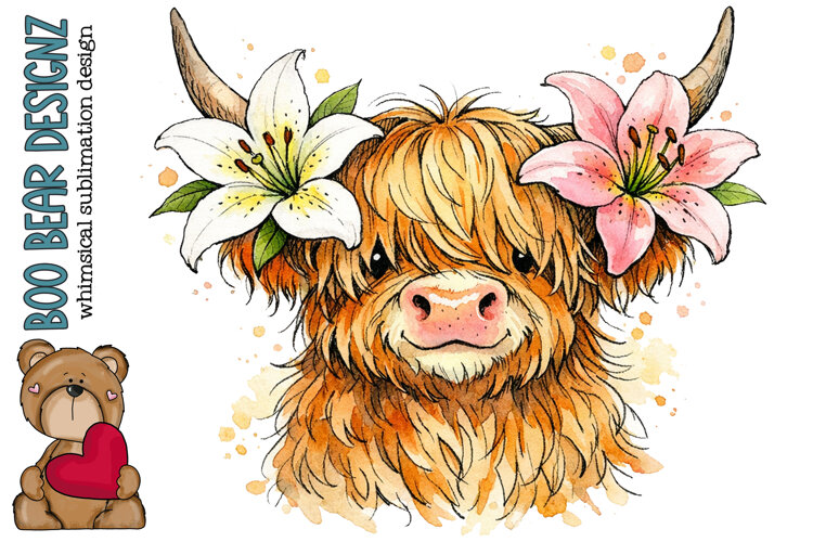 Happy Spring Highland Cow example image 1