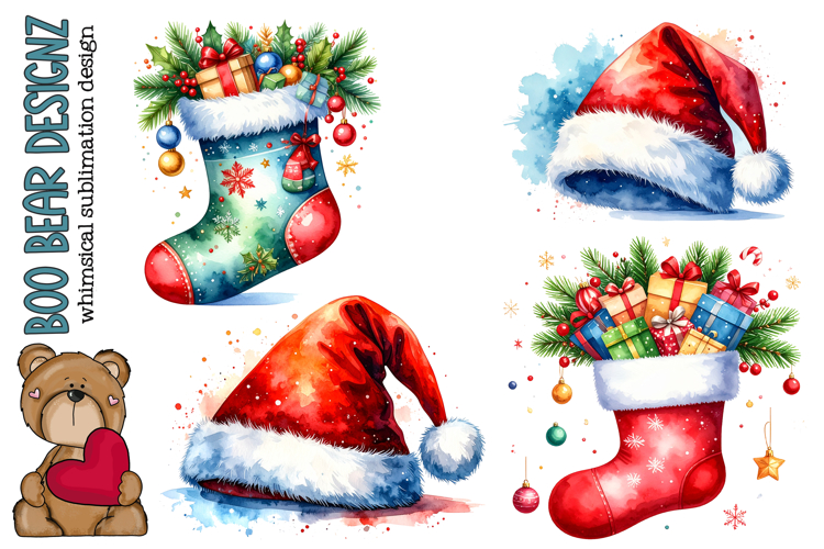 Santa Hat and Stocking clipart