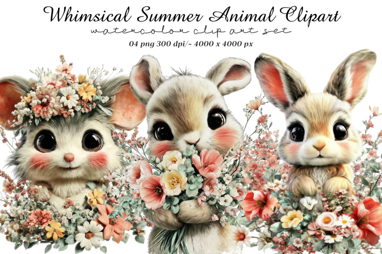 Whimsical Summer Animal Clipart example image 1