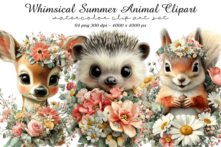 Whimsical Summer Animal Clipart example image 1
