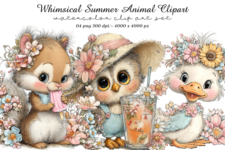 Whimsical Summer Animal Clipart