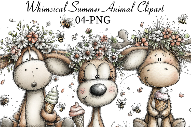 Whimsical Summer Animal Clipart example image 1