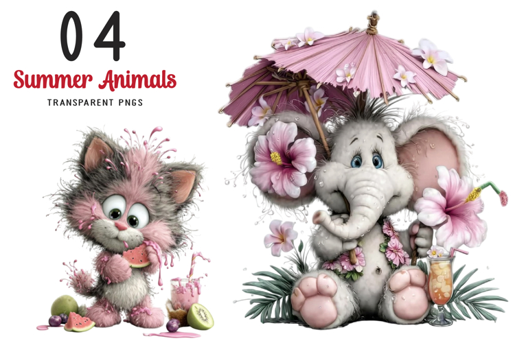 Whimsical Summer Animals Clipart