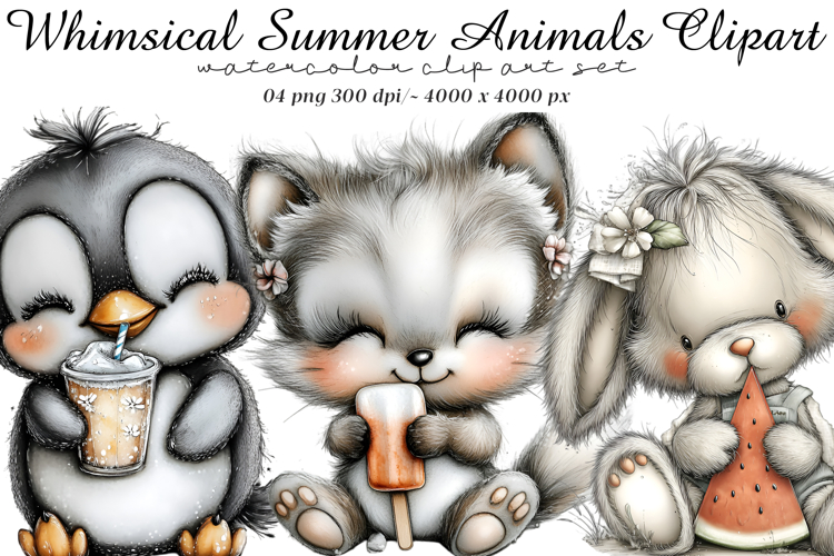 Whimsical Summer Animals Clipart