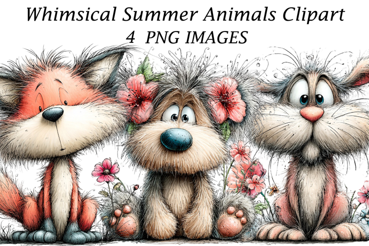 Whimsical Summer Animals Clipart example image 1