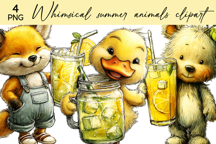 Whimsical Summer Animals Clipart