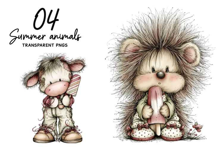 Whimsical summer animals clipart