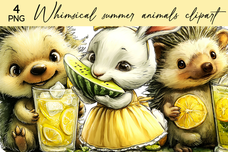 Whimsical Summer Animals Clipart
