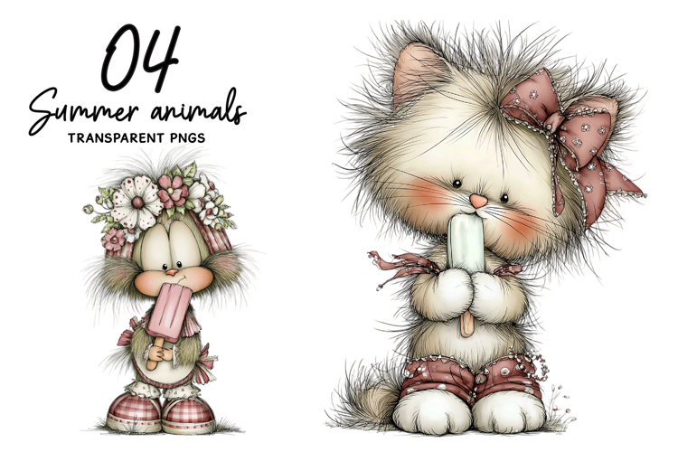 Whimsical summer animals clipart