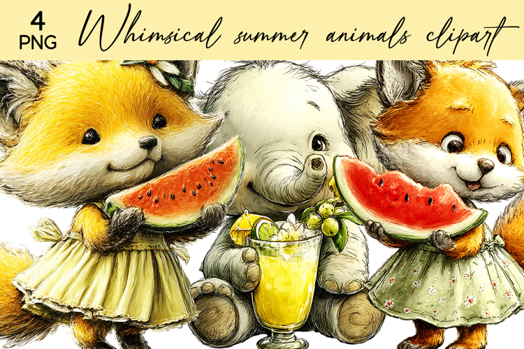 Whimsical Summer Animals Clipart