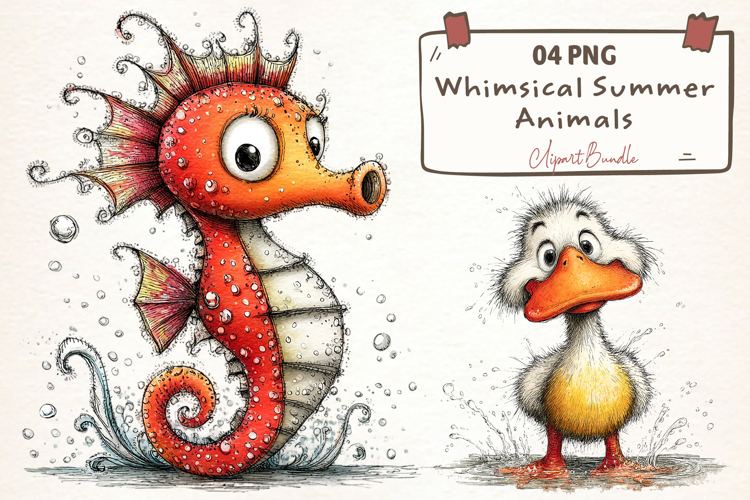 Whimsical Summer Animals PNG Clipart