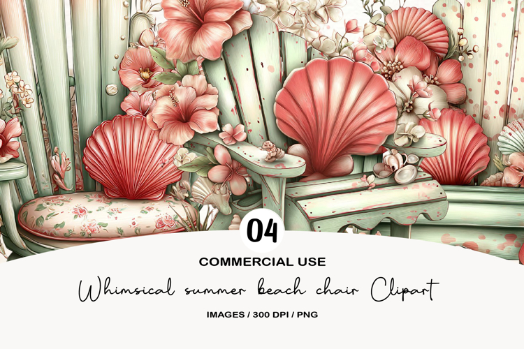 Whimsical summer beach chair Clipart