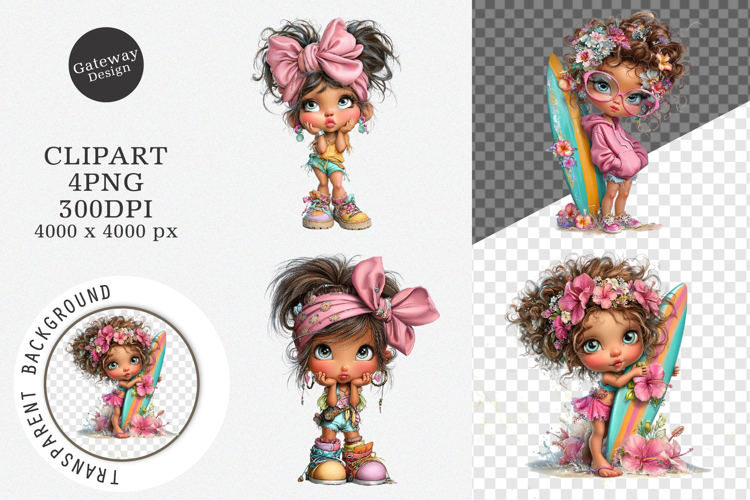 Whimsical-summer Beach Girl Clipart