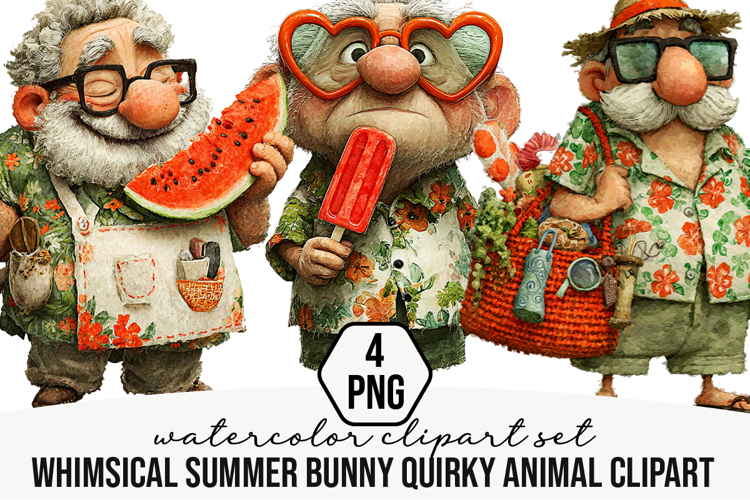 Whimsical Summer Beach Grandpa Clipart
