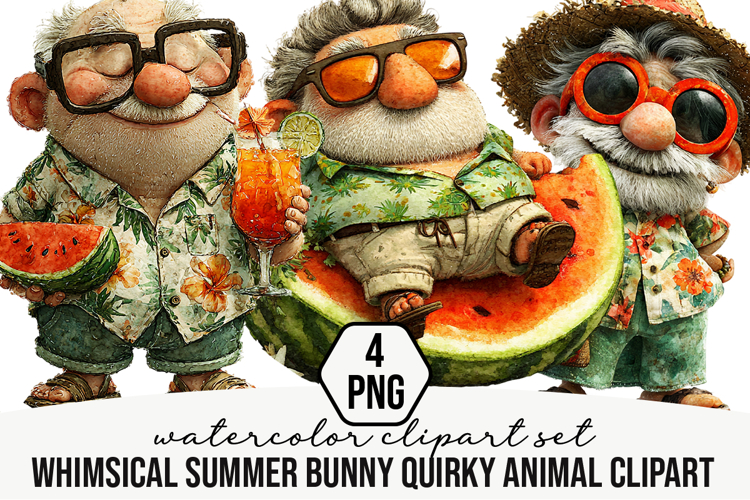 Whimsical Summer Beach Grandpa Clipart
