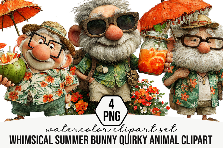 Whimsical Summer Beach Grandpa Clipart
