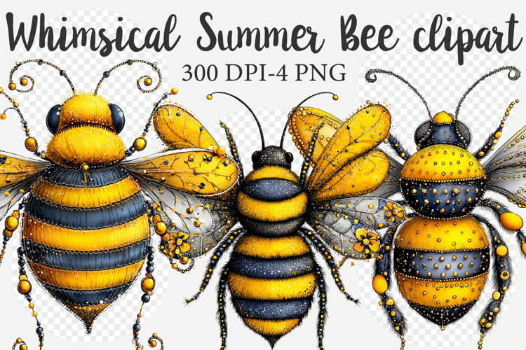 Whimsical Summer Bee clipart