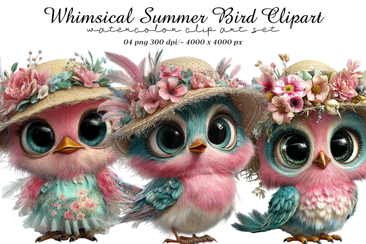 Whimsical Summer Bird Clipart